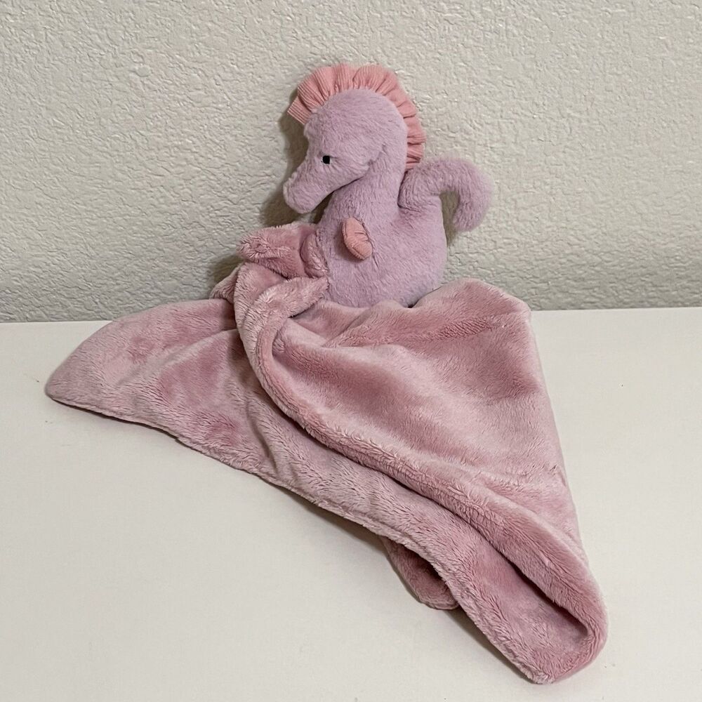 Jellycat Pink Sienna Seahorse Soother Security Blanket Lovey Lovie Plush Blankie